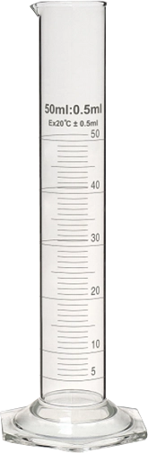 50ml Class A graduated cylinder.