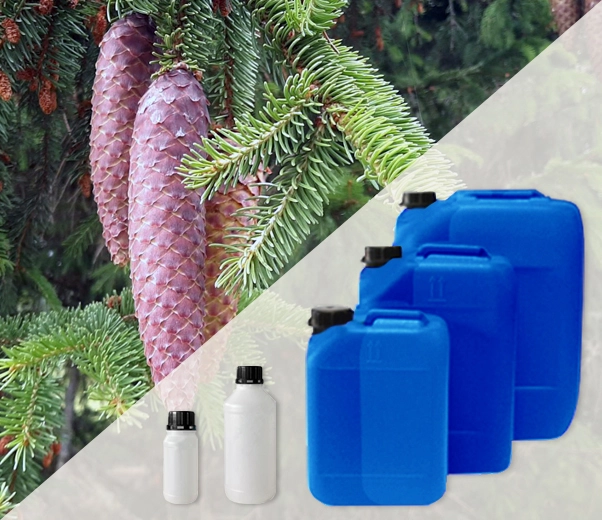Industrial packaging of Norway spruce essential oils