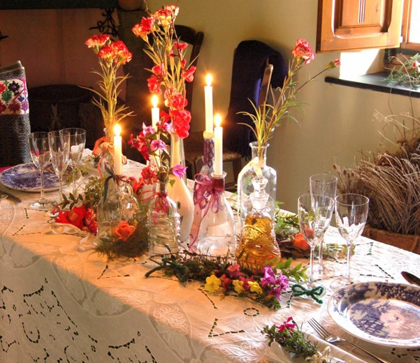 Table set with candles