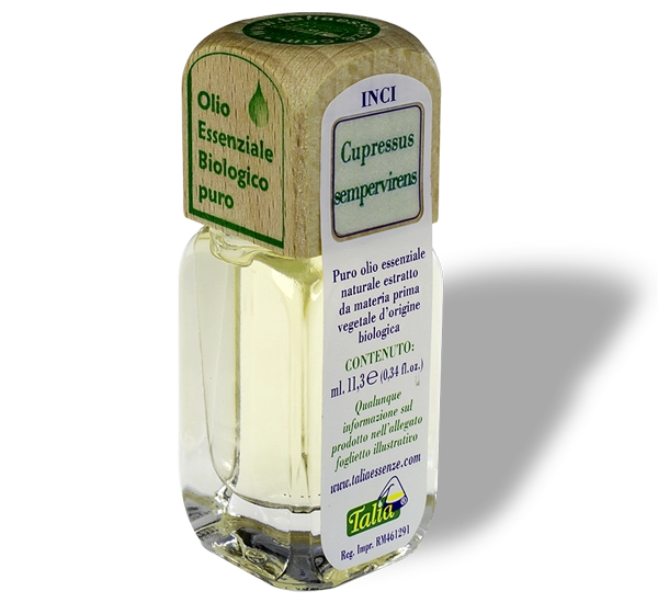 Cypress essential oil bottle