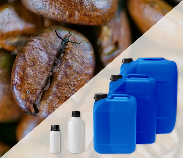 Industrial packaging of absolute oils and semi-roasted coffee beans