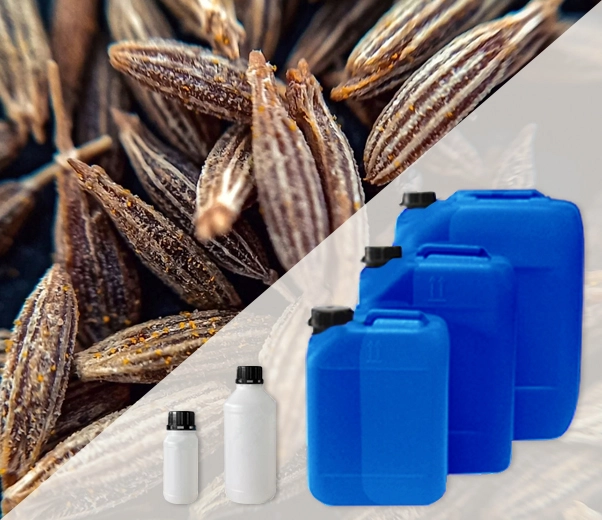 Industrial packaging of cumin essential oils