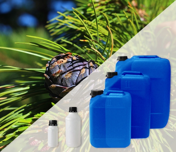 Industrial packaging of Swiss pine essential oils