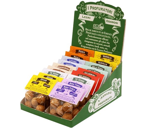 Wooden air fresheners Display 18 packs of marbles