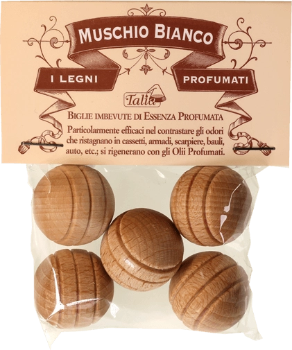 Wooden air fresheners with white musk marbles