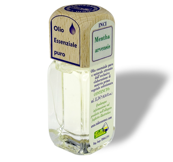 Vial de aceite esencial de menta de campo