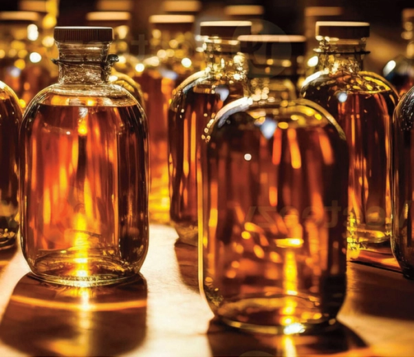 Ancien laboratoire de parfumerie, flacons d'essence de musc