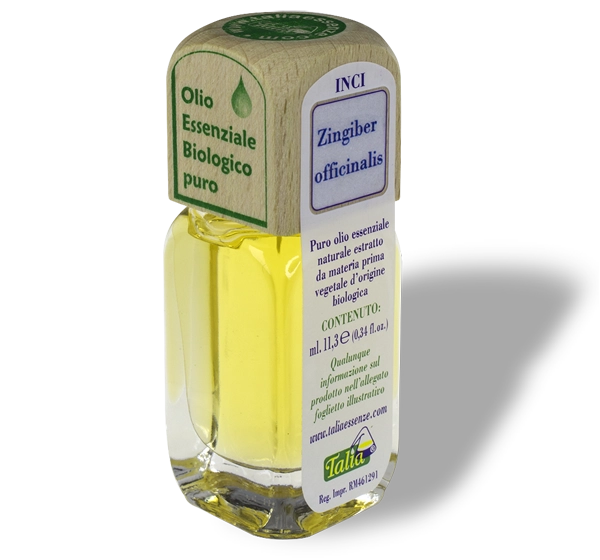 flacon d'huile essentielle de gingembre