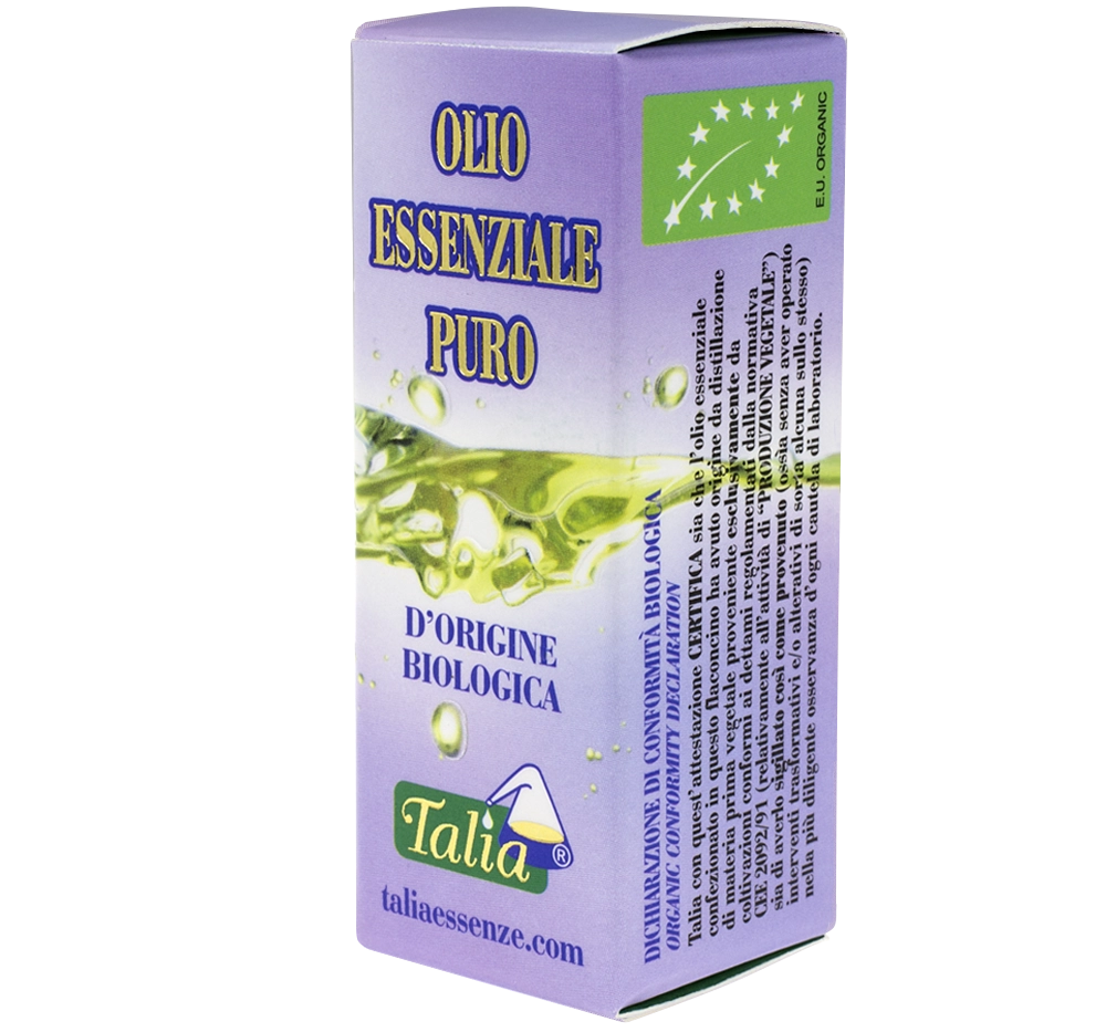 Étui violet contenant un flacon d'huile essentielle